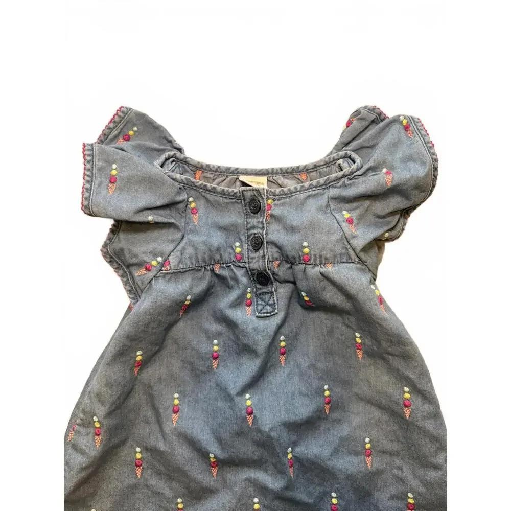 Gymboree Baby Girls' Denim Dress with Ice Cream Embroidery 12-18 Months